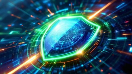 Cyber Security Shield Protection Against Data Transfer Digital Background