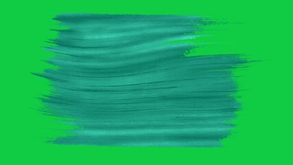 Wall Mural - 3D painted flowing brush strokes artistic stripes design on green screen alpha channel key background motion graphics visual effects animation overlay paint colour cyan teal turquoise