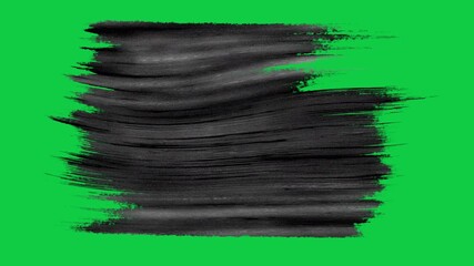 Wall Mural - 3D painted flowing brush strokes artistic stripes design on green screen alpha channel key background motion graphics visual effects animation overlay paint colour black dark grey