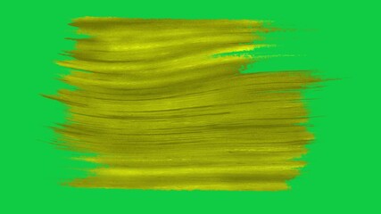 Wall Mural - 3D painted flowing brush strokes artistic stripes design on green screen alpha channel key background motion graphics visual effects animation overlay paint colour dark yellow