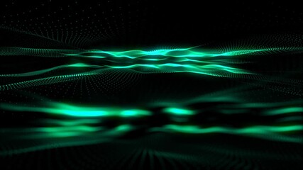 Wall Mural - Seamless Looping Green Particle Wave Grid Background
