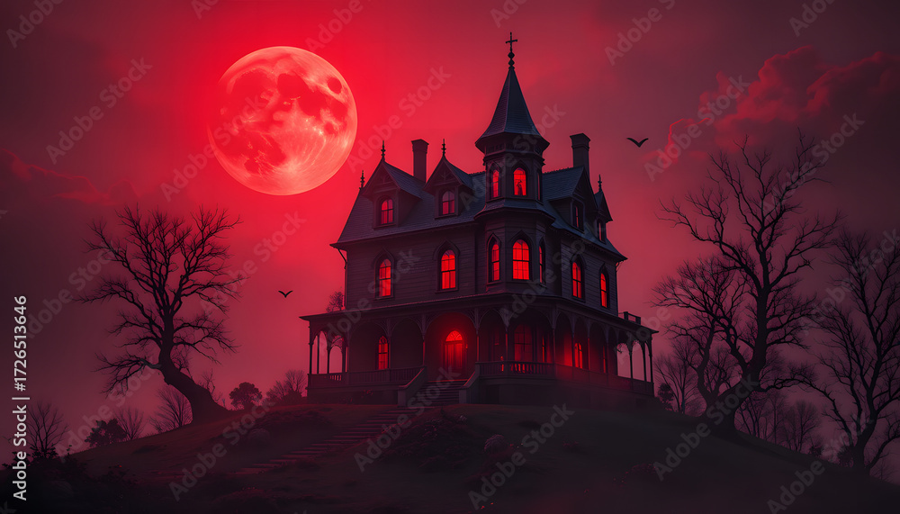 Halloween night with castle 4k pc wallpaper Stock Illustration | Adobe