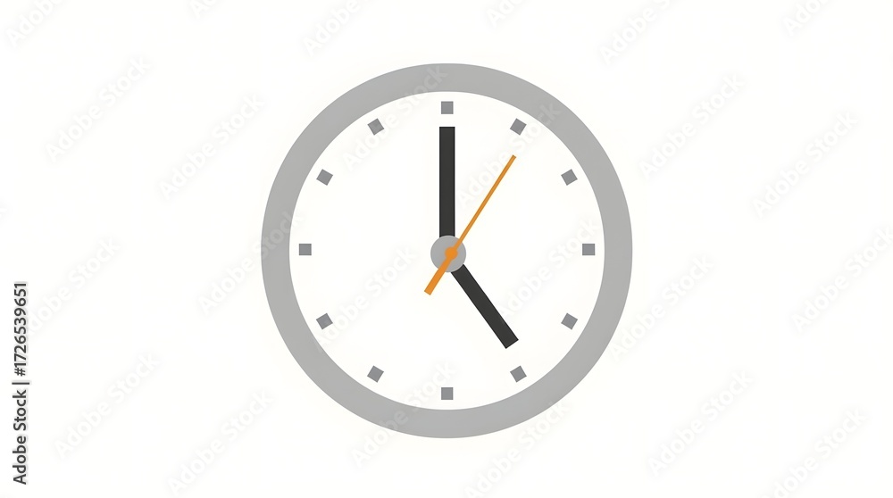 Minimalist flat vector illustration of a clock clip art Stock ...