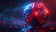 © Unplanned_Pixel - Digital globe with glowing red ribbon overlay, representing World AIDS Day awareness.