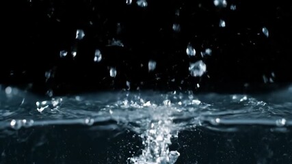 Wall Mural - powerful slow motion water splash with clear, crystalline droplets exploding upwards, filmed with a 