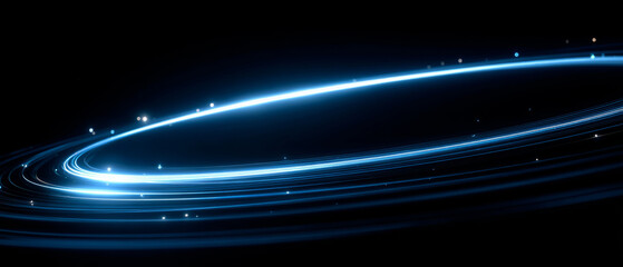 Wall Mural - Abstract glowing circular ring with bright starburst effect and sparkling particles on dark background