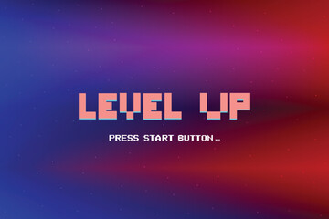 Wall Mural - Level up icons, pixel art, 8-bit games, vintage arcade computer games. vector illustration