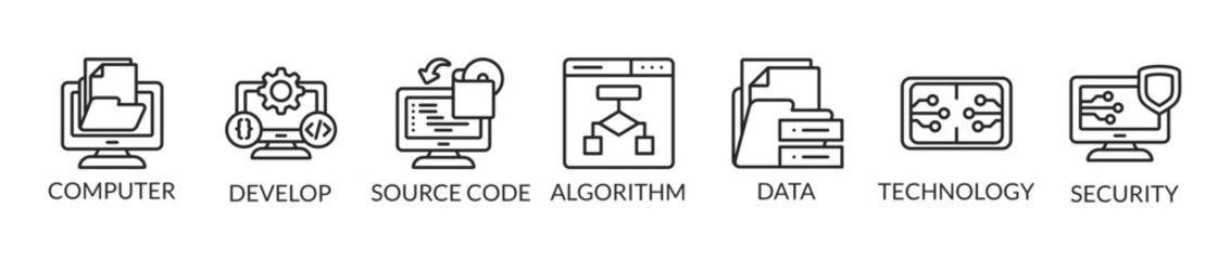 programming and coding background vector illustration with icons and keywords