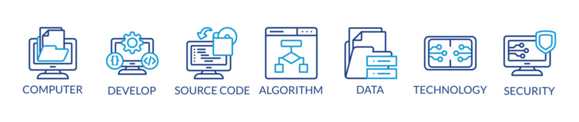 programming and coding background vector illustration with icons and keywords