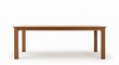 © BUDI - A light brown wooden dining table, rectangular shape, simple design,  with four straight legs, sits against a plain white background