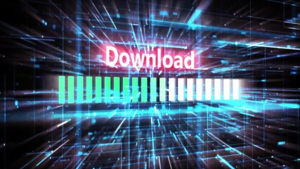 A computer and a bar symbolizing the progress of the download