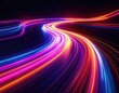 © Pixy - Abstract vibrant light trails curving path