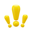 © hamza - 3D Three yellow exclamation point icons isolated on transparent background