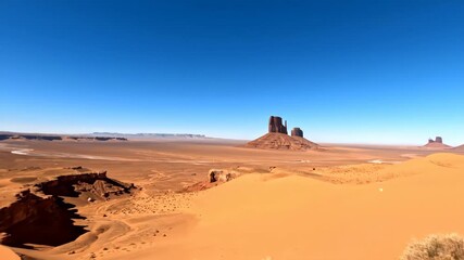 Wall Mural - Establishing Shot of a Vast Desert Basin Under a Clear Blue Sky commercial, naturalbeauty, background