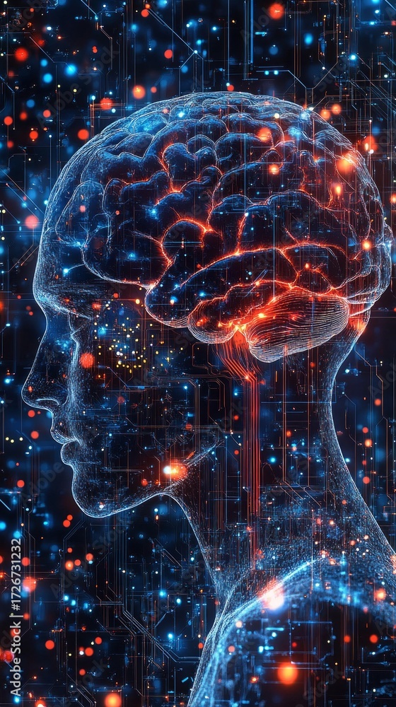 A digital brain with neural networks and technological elements ...