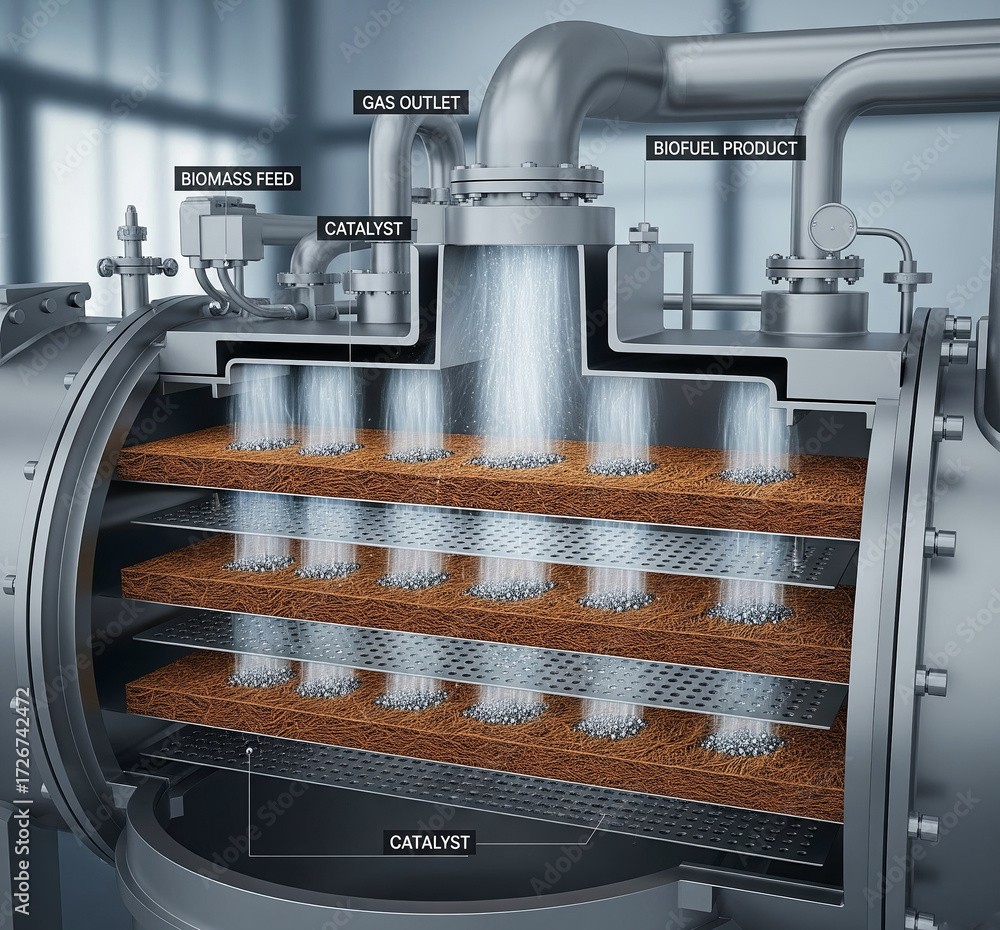 Стокова ілюстрація modular reactor for biofuel production. The diagram ...