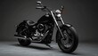 © BENJ - Classic black Harley-Davidson motorcycle with chrome detailing and cruiser design, angled for side and front view