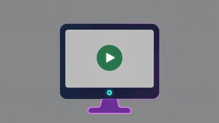 Illustration of a computer monitor with a play button on the screen.