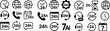 © Zaleman - Vector set of 24 hour service icons including clocks, headsets, phones, calendars, and global support symbols in black and white style. 4 hour service and support icon vector set