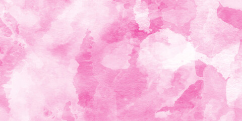 Canvas Print - Soft smeared aquarelle painted magenta watercolor canvas for splash design,  abstract pink backdrop with smooth pastel watercolor wet texture for design, modern aquarelle painted pink watercolor.