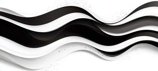 Wall Mural - Elegant Black and White Abstract Illustration with Wavy Patterns and Dynamic Flow for Visual Depth