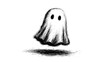© Rabia's Creative - Simple black line art ghost outline with playful expression isolated on transparent background