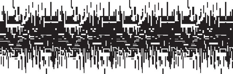 Abstract Black and White Pixelated Strip - Digital Noise