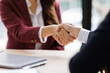 © David - Business handshake for teamwork of business merger and acquisition,successful negotiate,hand shake,two business shake hand with partner to celebration partnership and business deal concept