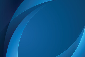 Wall Mural - blue abstract background with glowing transparent curved lines and realistic shadow