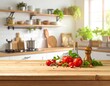© Ahwali - Fresh Tomatoes Basil and Spices on Wooden Kitchen Counter