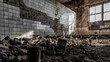 ruined street and destroyed houses the city Kiev war in Ukraine