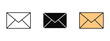 © Kamran Vector Studio - Email icon illustrated in line art, fill, and colored outline styles with a clean white background. Perfect for mail, messages, business communication, and online contact.