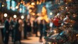 © PNG HUB - Christmas party with decorated tree and people in the background blur.