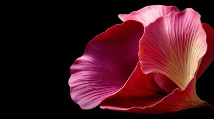 Wall Mural - Red and pink flower petals on black background