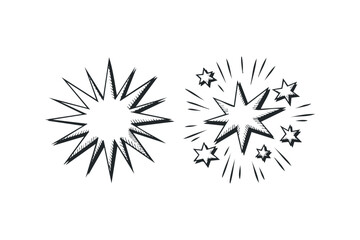Wall Mural - Explosion Starburst Shapes Hand Drawn Effect. Vector hand drawn illustration
