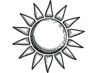 Wall Mural - Hand Drawn Sun With Rays. Vector hand drawn illustration