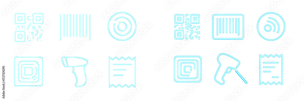 Different types of barcodes and QR codes in simplified graphics ...