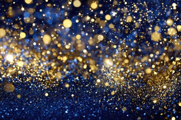 Golden and blue glitter bokeh background