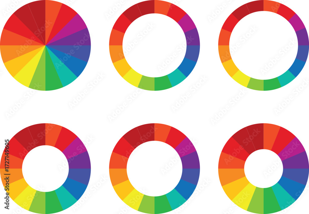 Color wheel set. Color wheel guide.RGB and CMYK colors chart diagrams ...