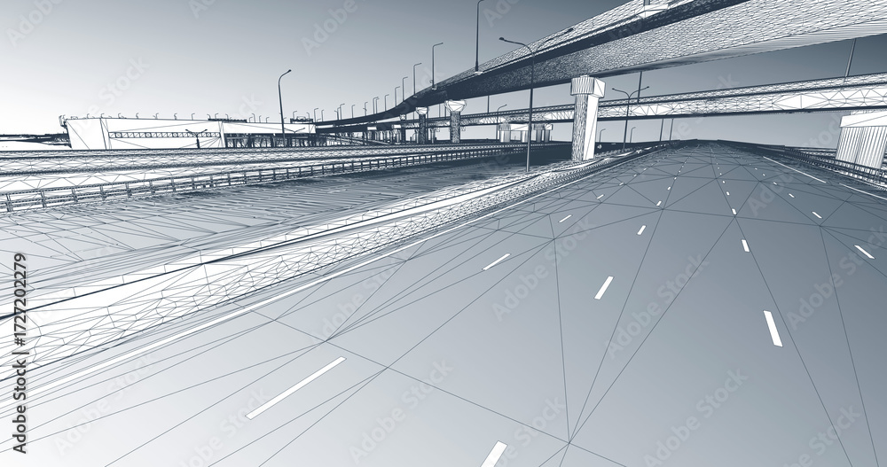 3D Wireframe Model of a Highway Interchange with Overpasses – BIM Civil ...