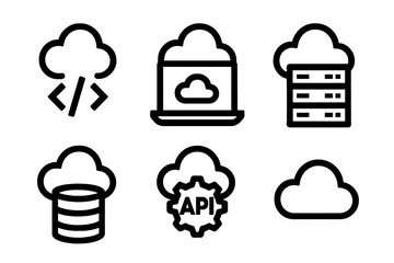 Wall Mural - Set of cloud computing technology icons for data storage, software development, and API integration