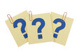 © Sofix - Three yellow sticky notes with blue question marks and paper clips isolated, concept for questions, uncertainty, and problem solving