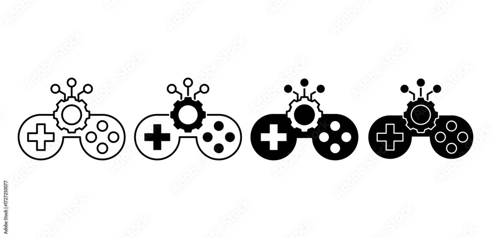 AI in gaming vector icon. Represents smart gameplay, NPC intelligence ...