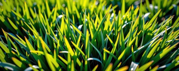Wall Mural - Lush green grass texture background, perfect for spring or summer designs. Vibrant, natural, detailed close-up, spring, healthy