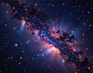 Wall Mural - Mesmerizing photorealistic image of a star-filled night sky, showcasing vibrant colors and intricate details of celestial bodies, digital art, high resolution, starfield
