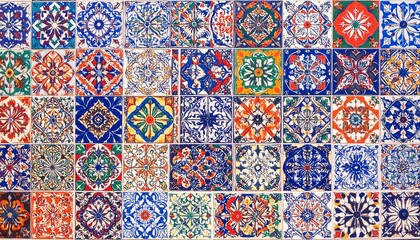 Naklejka na meble Vibrant tile mosaic, colorful patterns