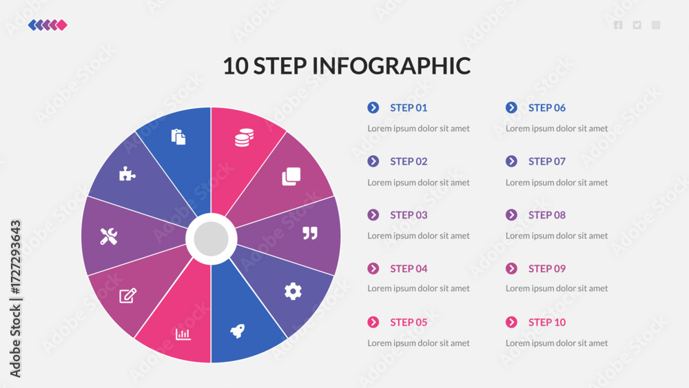10 Steps Infographic Stock Vector | Adobe Stock