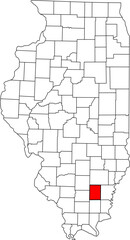  Detailed vector map of Illinois, USA, highlighting Hamilton County. Ideal for data visualization and Southern Illinois agriculture reports.

