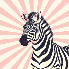 Wall Mural - Zebra Radiance: Pink Sunburst Stripes