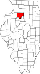  Detailed vector map of Illinois, USA, highlighting Bureau County. Ideal for data visualization and Northern Illinois agriculture reports.

